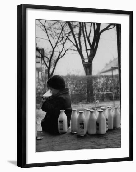 Small Boy Helping Himself to Milk-Gordon Parks-Framed Photographic Print