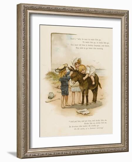 Small Child Clings to the Donkey's Mane While Her Brother Holds It by the Head-Harriet M. Bennett-Framed Art Print