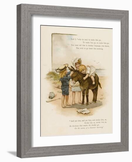 Small Child Clings to the Donkey's Mane While Her Brother Holds It by the Head-Harriet M. Bennett-Framed Art Print