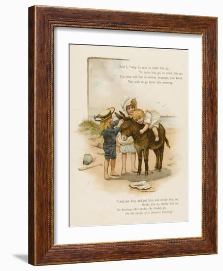 Small Child Clings to the Donkey's Mane While Her Brother Holds It by the Head-Harriet M. Bennett-Framed Art Print