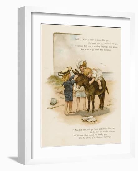 Small Child Clings to the Donkey's Mane While Her Brother Holds It by the Head-Harriet M. Bennett-Framed Art Print