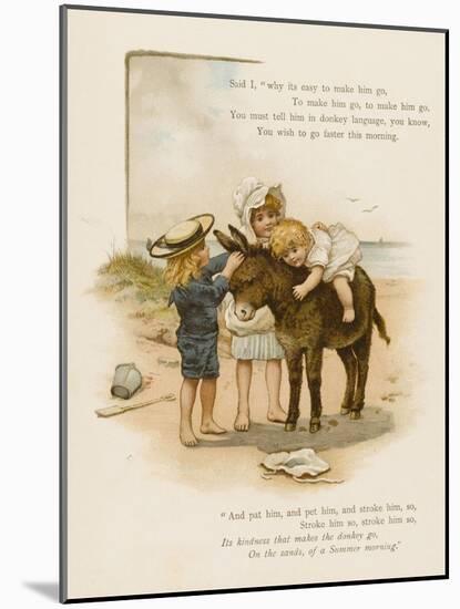 Small Child Clings to the Donkey's Mane While Her Brother Holds It by the Head-Harriet M. Bennett-Mounted Art Print