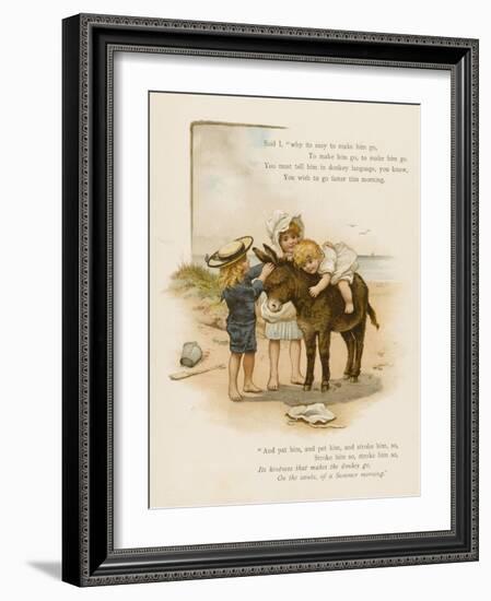 Small Child Clings to the Donkey's Mane While Her Brother Holds It by the Head-Harriet M. Bennett-Framed Art Print