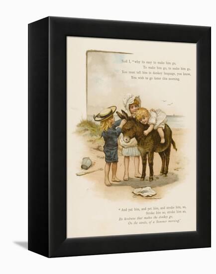 Small Child Clings to the Donkey's Mane While Her Brother Holds It by the Head-Harriet M. Bennett-Framed Stretched Canvas