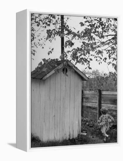 Small Child Running to the Outhouse at Rural School-Thomas D^ Mcavoy-Framed Premier Image Canvas