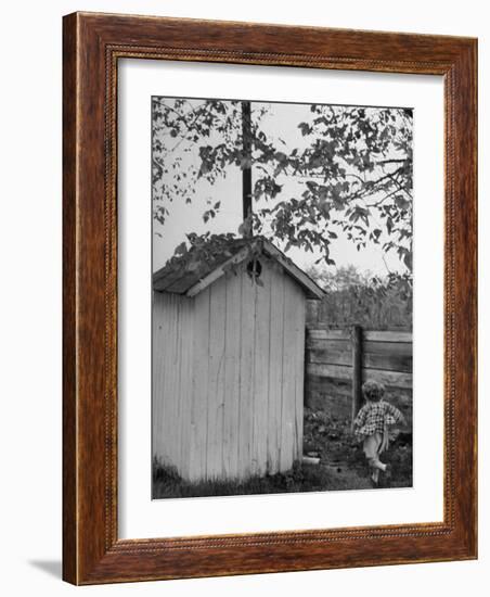 Small Child Running to the Outhouse at Rural School-Thomas D^ Mcavoy-Framed Photographic Print