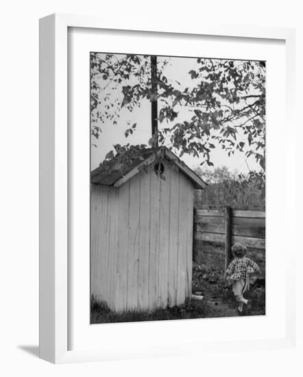 Small Child Running to the Outhouse at Rural School-Thomas D^ Mcavoy-Framed Photographic Print