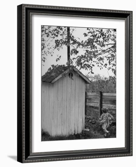 Small Child Running to the Outhouse at Rural School-Thomas D^ Mcavoy-Framed Photographic Print