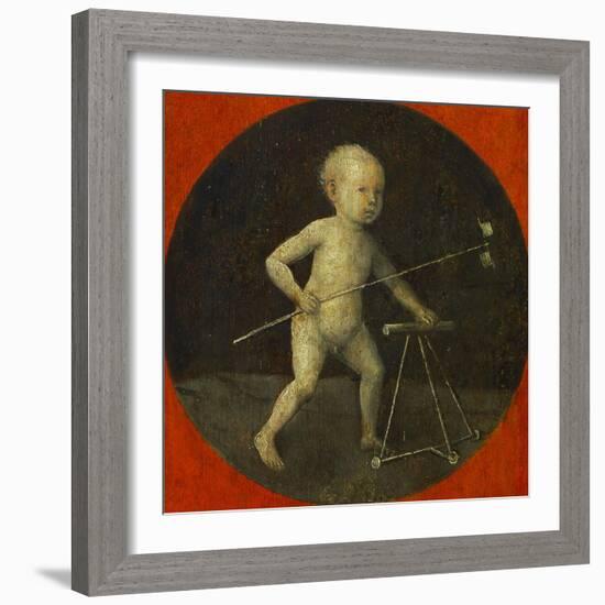 Small Child with Windmill, Tondo, Reverse Side of the Altar Wing with Christ Carrying the Cross-Hieronymus Bosch-Framed Giclee Print