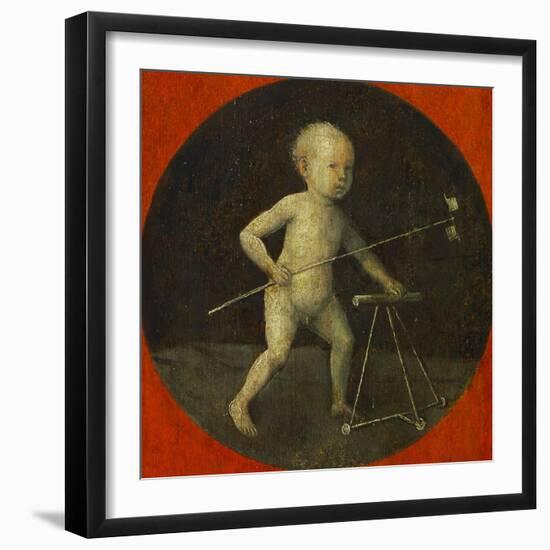 Small Child with Windmill, Tondo, Reverse Side of the Altar Wing with Christ Carrying the Cross-Hieronymus Bosch-Framed Giclee Print