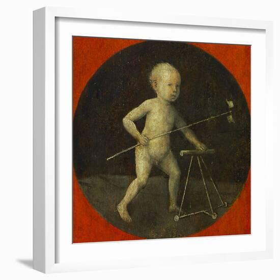 Small Child with Windmill, Tondo, Reverse Side of the Altar Wing with Christ Carrying the Cross-Hieronymus Bosch-Framed Giclee Print