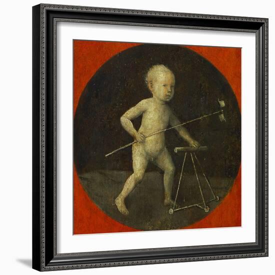 Small Child with Windmill, Tondo, Reverse Side of the Altar Wing with Christ Carrying the Cross-Hieronymus Bosch-Framed Giclee Print