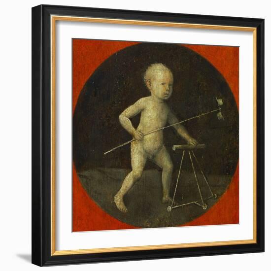 Small Child with Windmill, Tondo, Reverse Side of the Altar Wing with Christ Carrying the Cross-Hieronymus Bosch-Framed Giclee Print