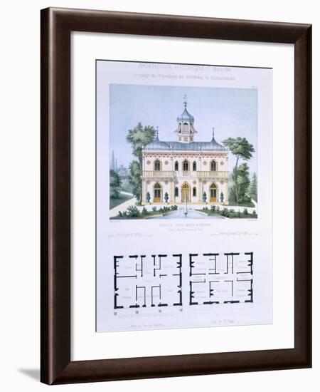 Small Country House Near Paris, Engraved by Walter, Plate 5, Architecture Pittoresque et Moderne-Andre Marty-Framed Giclee Print