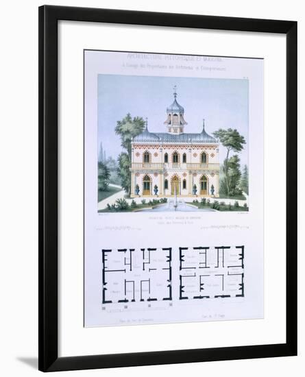 Small Country House Near Paris, Engraved by Walter, Plate 5, Architecture Pittoresque et Moderne-Andre Marty-Framed Giclee Print