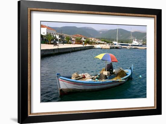 Small Fishing Boat in the Harbour, Sami, Kefalonia, Greece-Peter Thompson-Framed Photographic Print