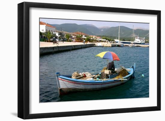 Small Fishing Boat in the Harbour, Sami, Kefalonia, Greece-Peter Thompson-Framed Photographic Print