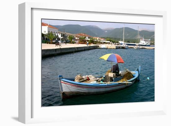 Small Fishing Boat in the Harbour, Sami, Kefalonia, Greece-Peter Thompson-Framed Photographic Print