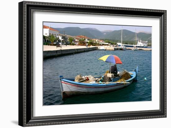 Small Fishing Boat in the Harbour, Sami, Kefalonia, Greece-Peter Thompson-Framed Photographic Print