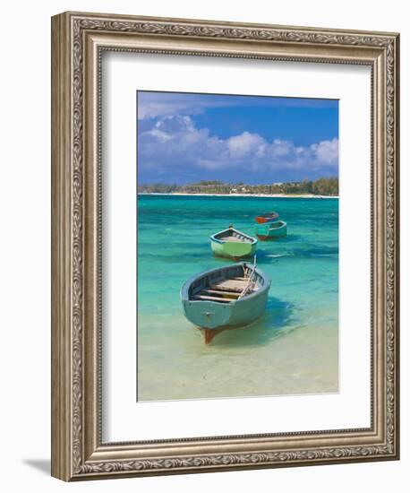 Small Fishing Boats in the Turquoise Sea, Mauritius, Indian Ocean, Africa-null-Framed Photographic Print