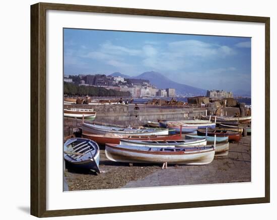 Small Fishing Boats on the Shore of Naples Harbor During WWII-George Rodger-Framed Photographic Print