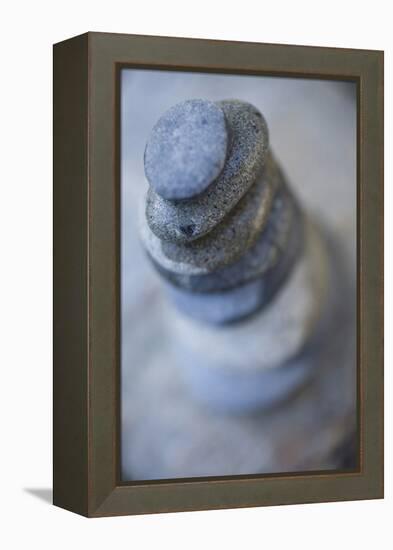 Small Flat River Rocks Balanced on Top of Each Other-Justin Bailie-Framed Premier Image Canvas