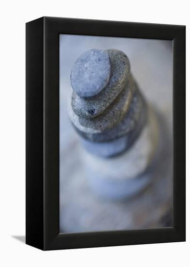 Small Flat River Rocks Balanced on Top of Each Other-Justin Bailie-Framed Premier Image Canvas