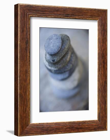 Small Flat River Rocks Balanced on Top of Each Other-Justin Bailie-Framed Photographic Print