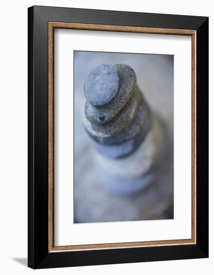 Small Flat River Rocks Balanced on Top of Each Other-Justin Bailie-Framed Photographic Print
