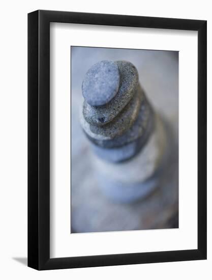 Small Flat River Rocks Balanced on Top of Each Other-Justin Bailie-Framed Photographic Print
