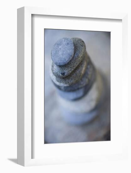 Small Flat River Rocks Balanced on Top of Each Other-Justin Bailie-Framed Photographic Print