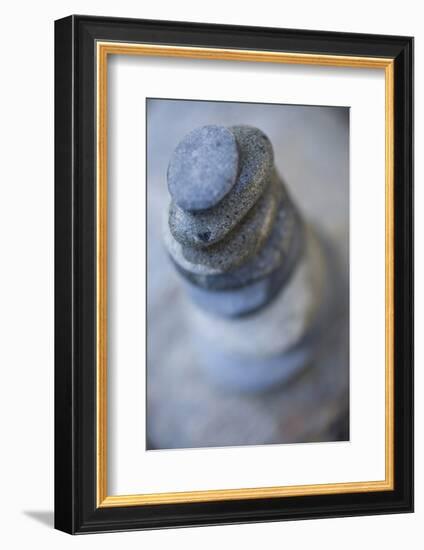 Small Flat River Rocks Balanced on Top of Each Other-Justin Bailie-Framed Photographic Print