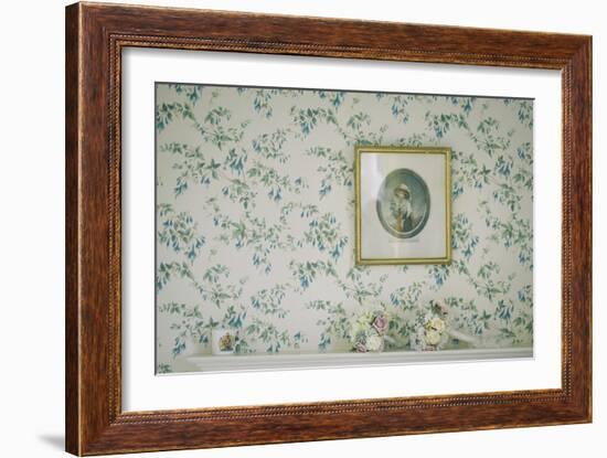 Small Framed Print on a Wall with Wedding Bouquet of Flowers on Mantlepiece-Clive Nolan-Framed Photographic Print