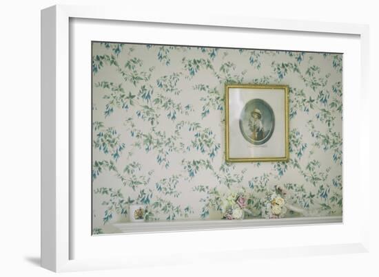 Small Framed Print on a Wall with Wedding Bouquet of Flowers on Mantlepiece-Clive Nolan-Framed Photographic Print