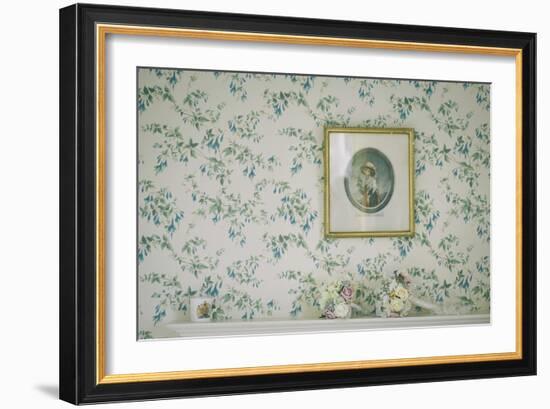 Small Framed Print on a Wall with Wedding Bouquet of Flowers on Mantlepiece-Clive Nolan-Framed Photographic Print