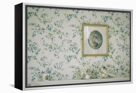 Small Framed Print on a Wall with Wedding Bouquet of Flowers on Mantlepiece-Clive Nolan-Framed Premier Image Canvas