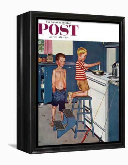 "Small Fry" Saturday Evening Post Cover, July 12, 1958-Amos Sewell-Framed Premier Image Canvas