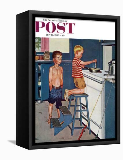 "Small Fry" Saturday Evening Post Cover, July 12, 1958-Amos Sewell-Framed Premier Image Canvas