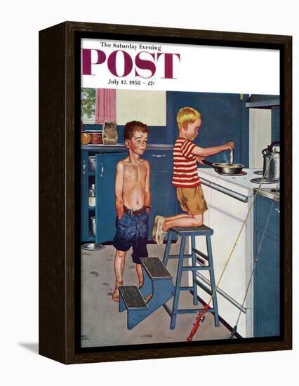 "Small Fry" Saturday Evening Post Cover, July 12, 1958-Amos Sewell-Framed Premier Image Canvas