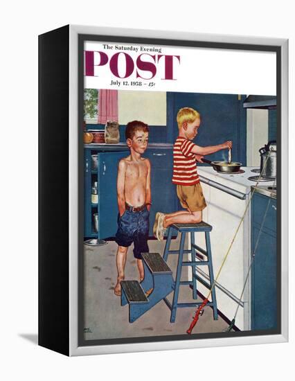 "Small Fry" Saturday Evening Post Cover, July 12, 1958-Amos Sewell-Framed Premier Image Canvas