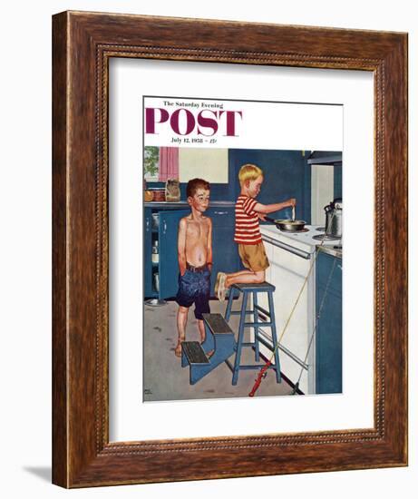 "Small Fry" Saturday Evening Post Cover, July 12, 1958-Amos Sewell-Framed Giclee Print