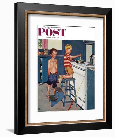 "Small Fry" Saturday Evening Post Cover, July 12, 1958-Amos Sewell-Framed Giclee Print