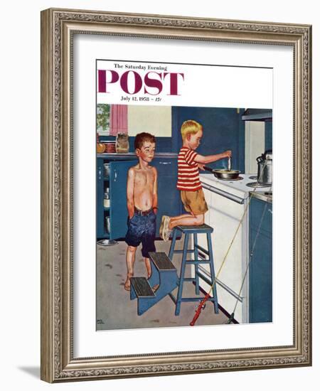 "Small Fry" Saturday Evening Post Cover, July 12, 1958-Amos Sewell-Framed Giclee Print