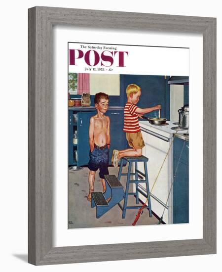 "Small Fry" Saturday Evening Post Cover, July 12, 1958-Amos Sewell-Framed Giclee Print