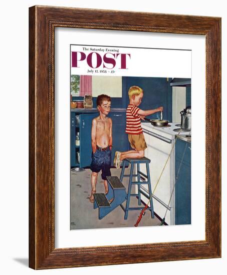 "Small Fry" Saturday Evening Post Cover, July 12, 1958-Amos Sewell-Framed Giclee Print