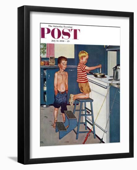 "Small Fry" Saturday Evening Post Cover, July 12, 1958-Amos Sewell-Framed Giclee Print