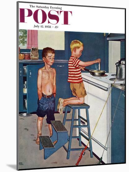 "Small Fry" Saturday Evening Post Cover, July 12, 1958-Amos Sewell-Mounted Giclee Print