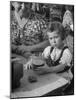 Small Girl Enjoying a Stein of Weak Beer-Dmitri Kessel-Mounted Photographic Print