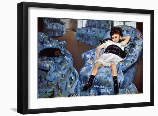 Small Girl in Blue-Mary Cassatt-Framed Art Print