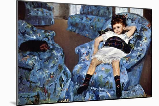 Small Girl in Blue-Mary Cassatt-Mounted Art Print